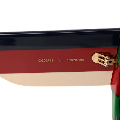 Gucci Acetate Web Oversized Frame Rectangle Sunglasses GG0276S Black Multicolor 7 of 8