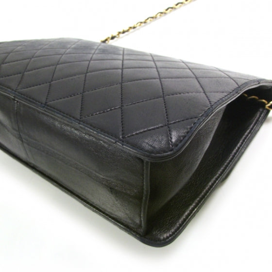 Lambskin Quilted Flap Navy