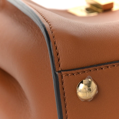 Fendi Vitello Seta Canvas FF Embroidered Mini Peekaboo Iconic Satchel Brandy Amazzonia 8 of 9