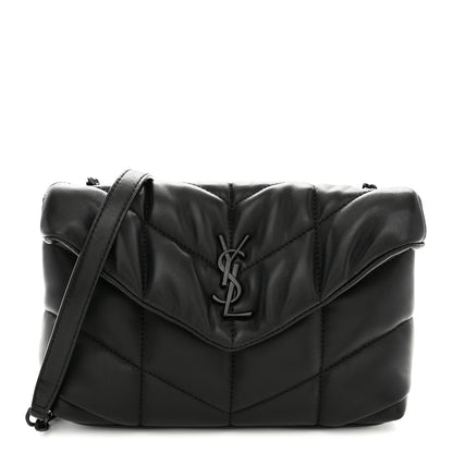 Saint Laurent Lambskin Quilted Toy Loulou Puffer Monogram Monochrome Chain Satchel Black 1 of 11