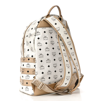 MCM Metallic Visetos Striped Medium Stark Backpack White Beige 3 of 16