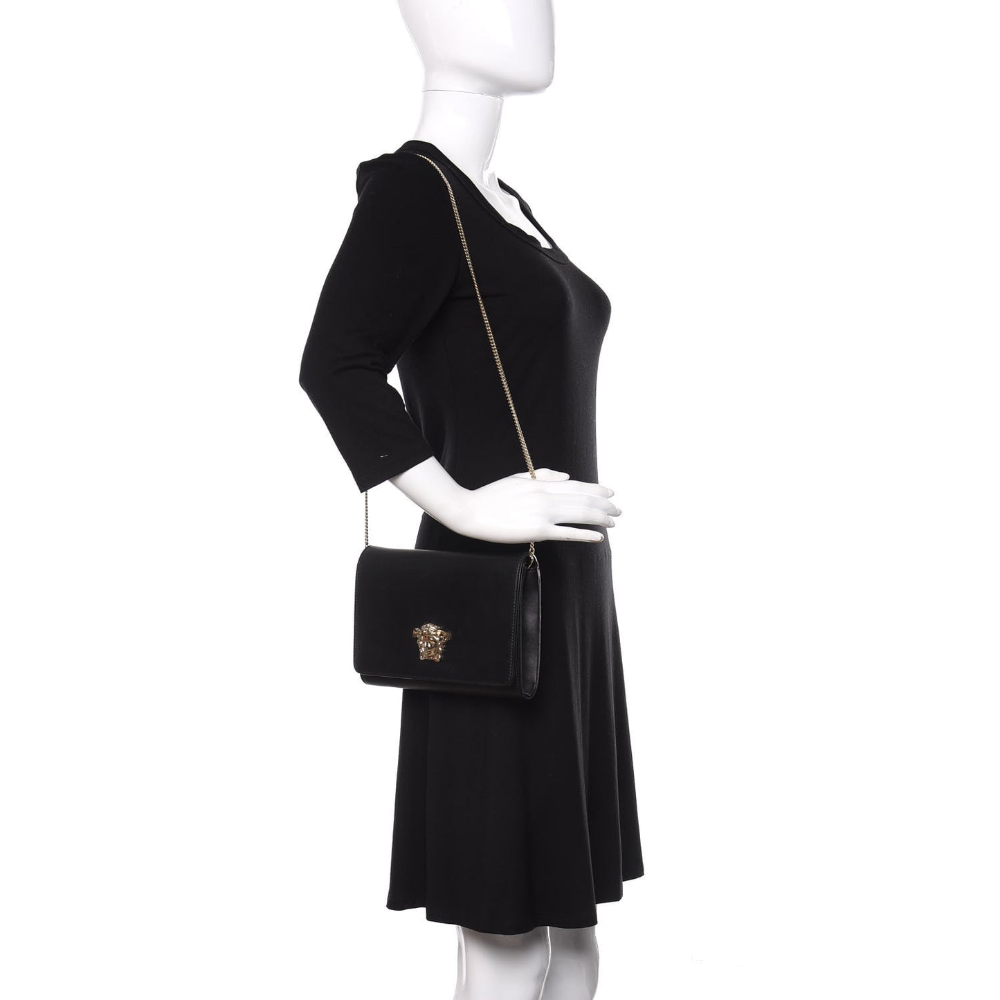 Vitello Palazzo Medusa Evening Clutch Bag Black