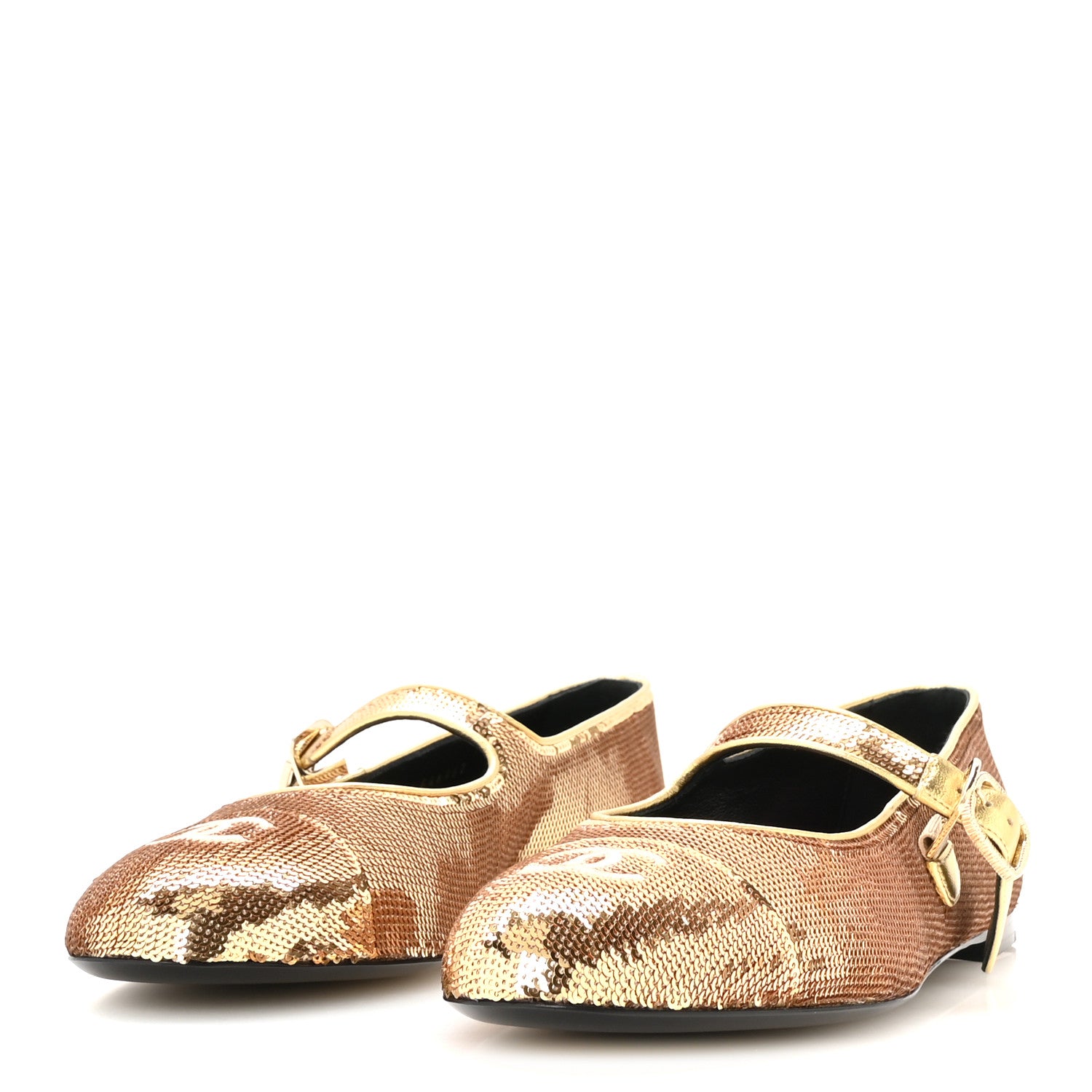 Chanel Sequin Mary Jane Flats 39.5 Golden 4 of 9