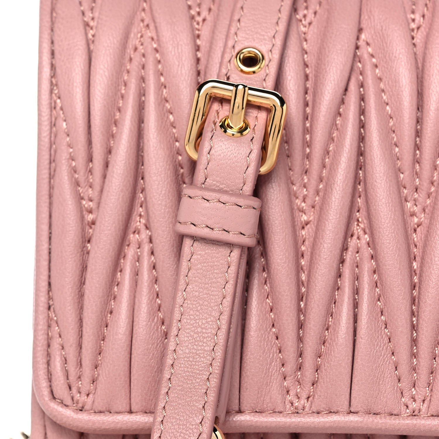 Miu Miu Nappa Matelasse Wallet On Chain Orchidea 9 of 13