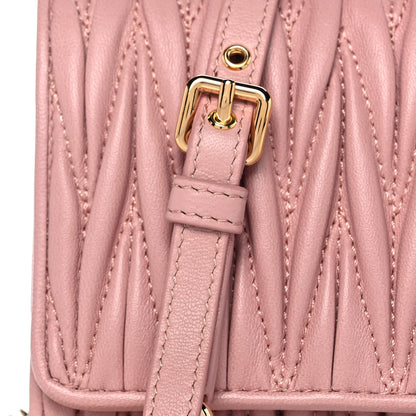 Miu Miu Nappa Matelasse Wallet On Chain Orchidea 9 of 13