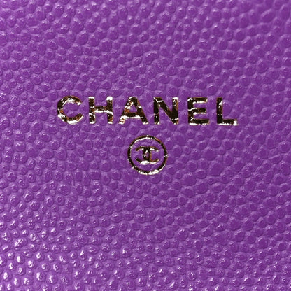 Chanel Caviar Quilted Flap Card Holder Wallet Purple 6 of 9