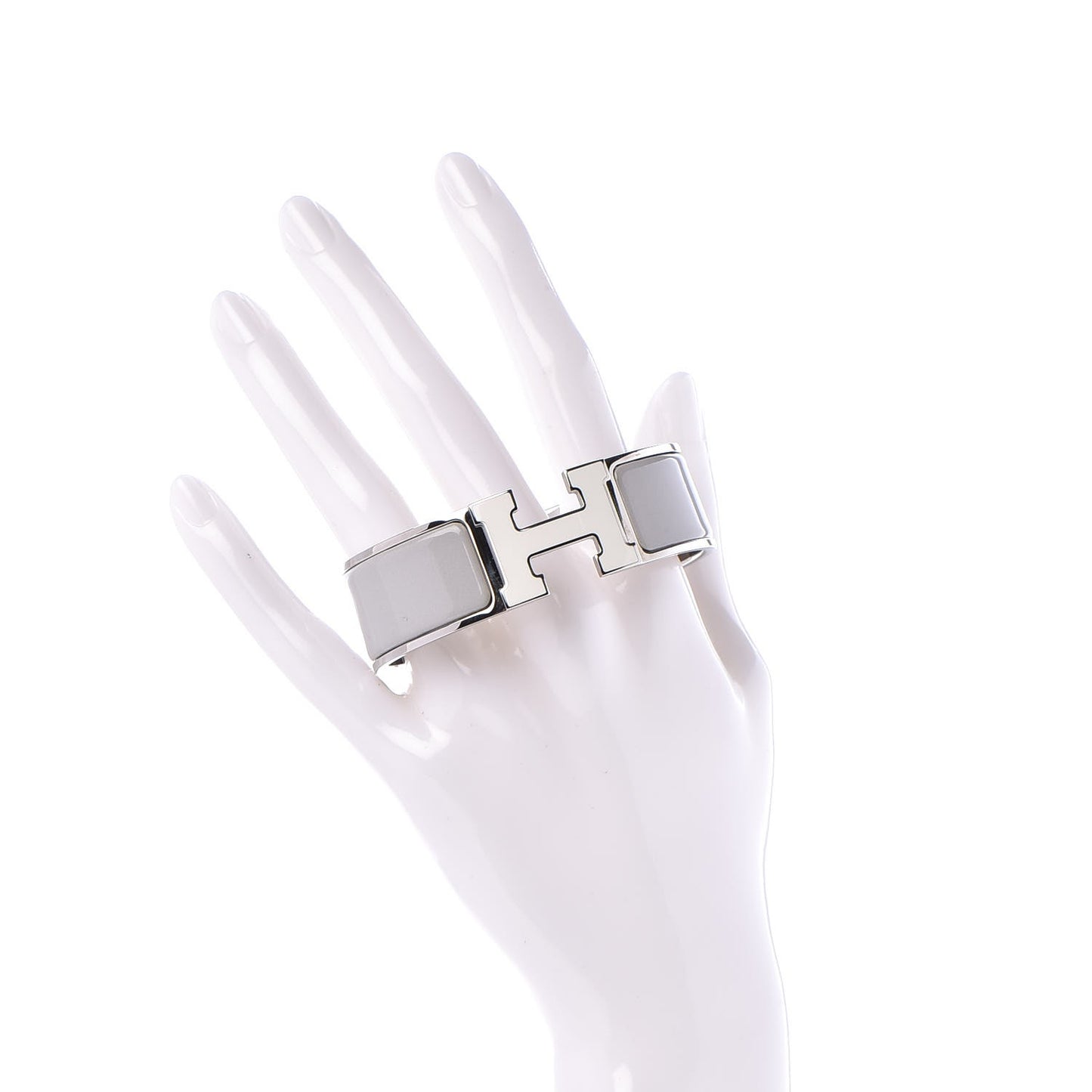 Enamel Wide Clic Clac H Bracelet GM White