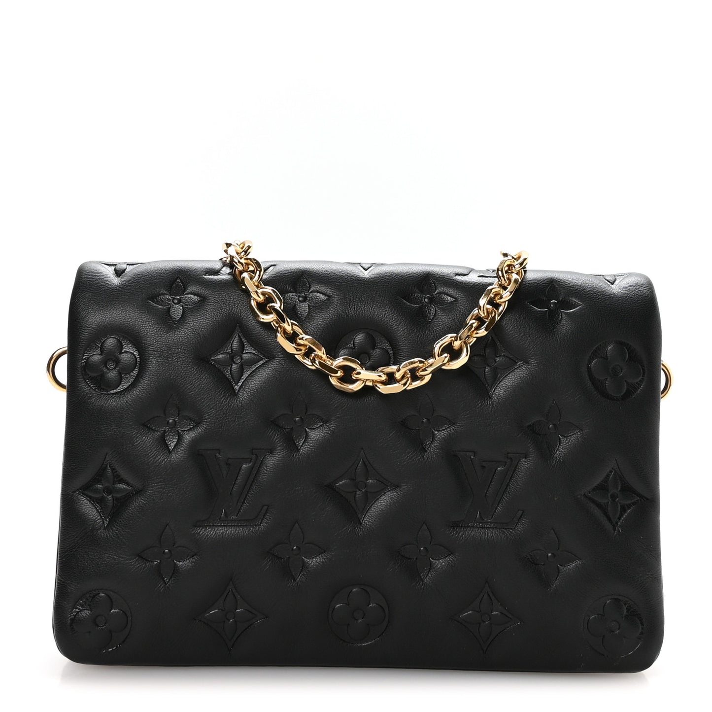 Lambskin Embossed Monogram Pochette Coussin Black