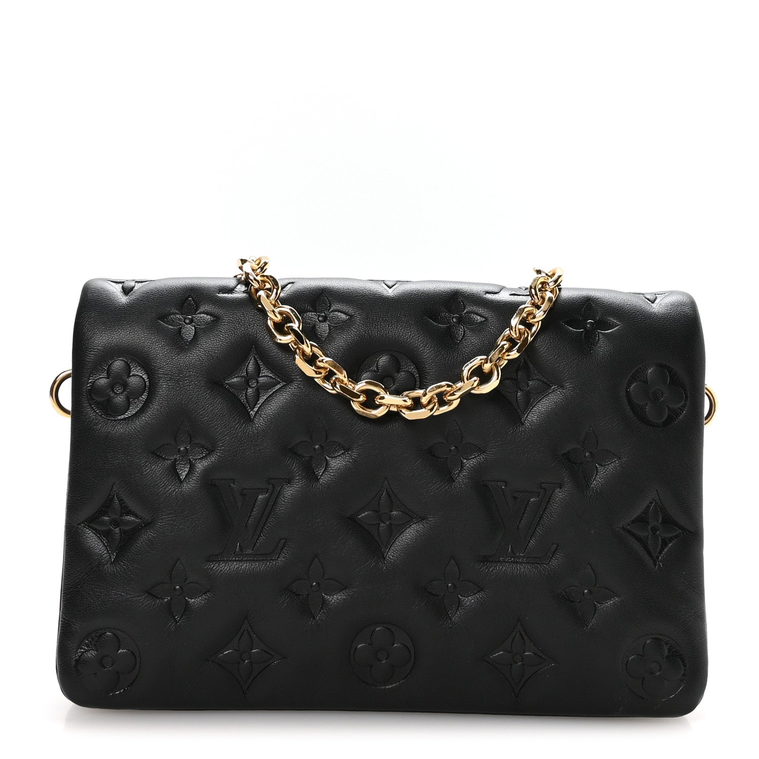 Louis Vuitton Lambskin Embossed Monogram Pochette Coussin Black 1 of 10