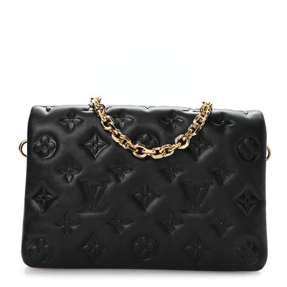 Louis Vuitton Lambskin Embossed Monogram Pochette Coussin Black 1 of 10
