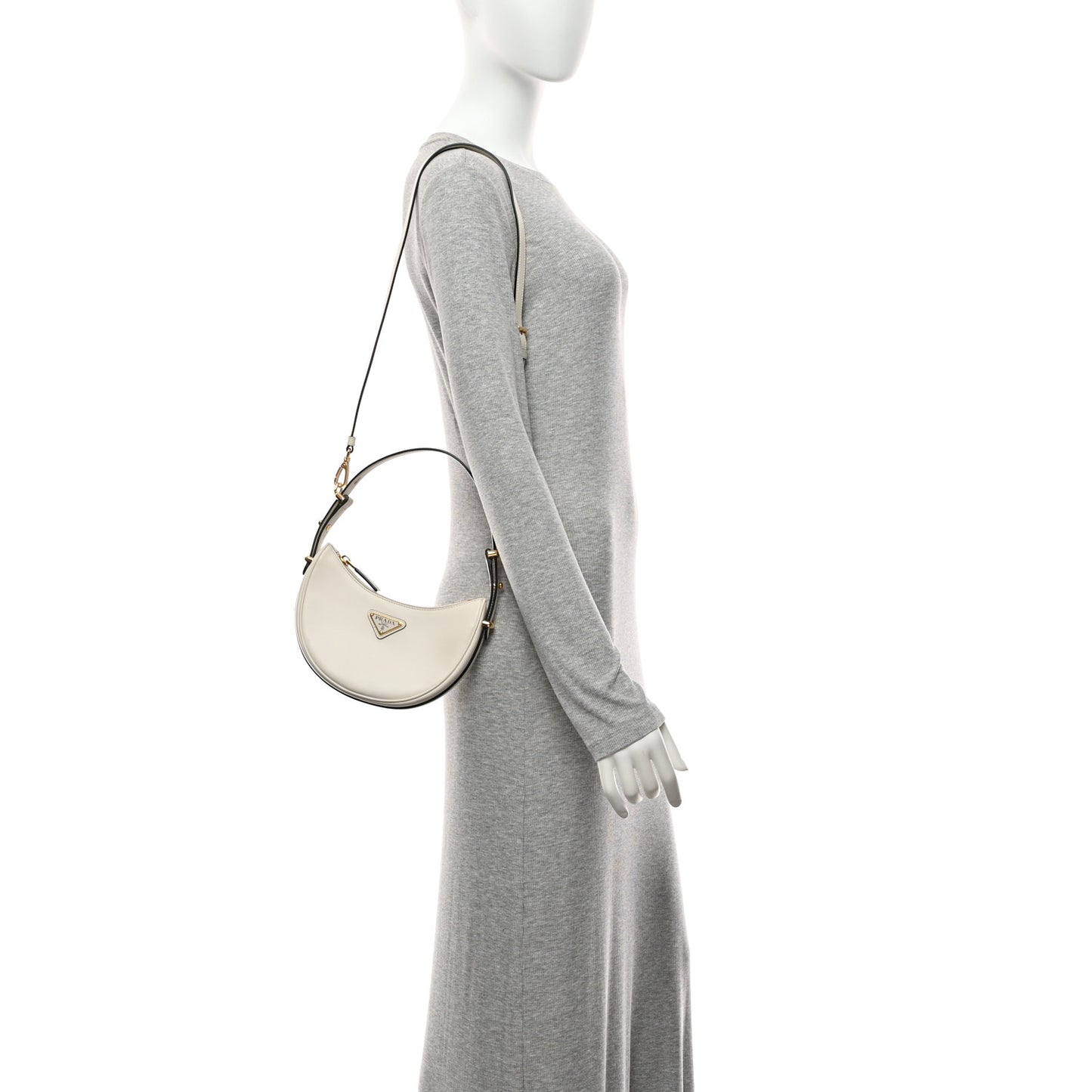 Soft Calfskin Mini Arque Shoulder Bag White