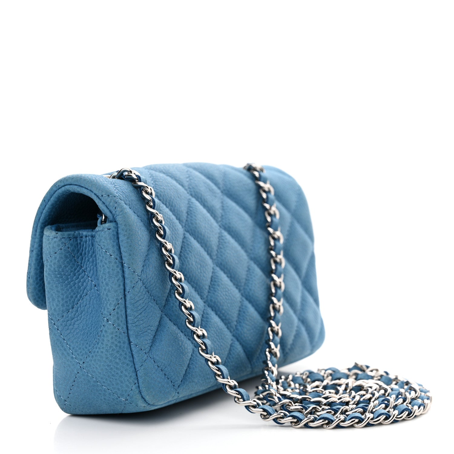 Chanel Iridescent Caviar Quilted Extra Mini Flap Light Blue 3 of 16