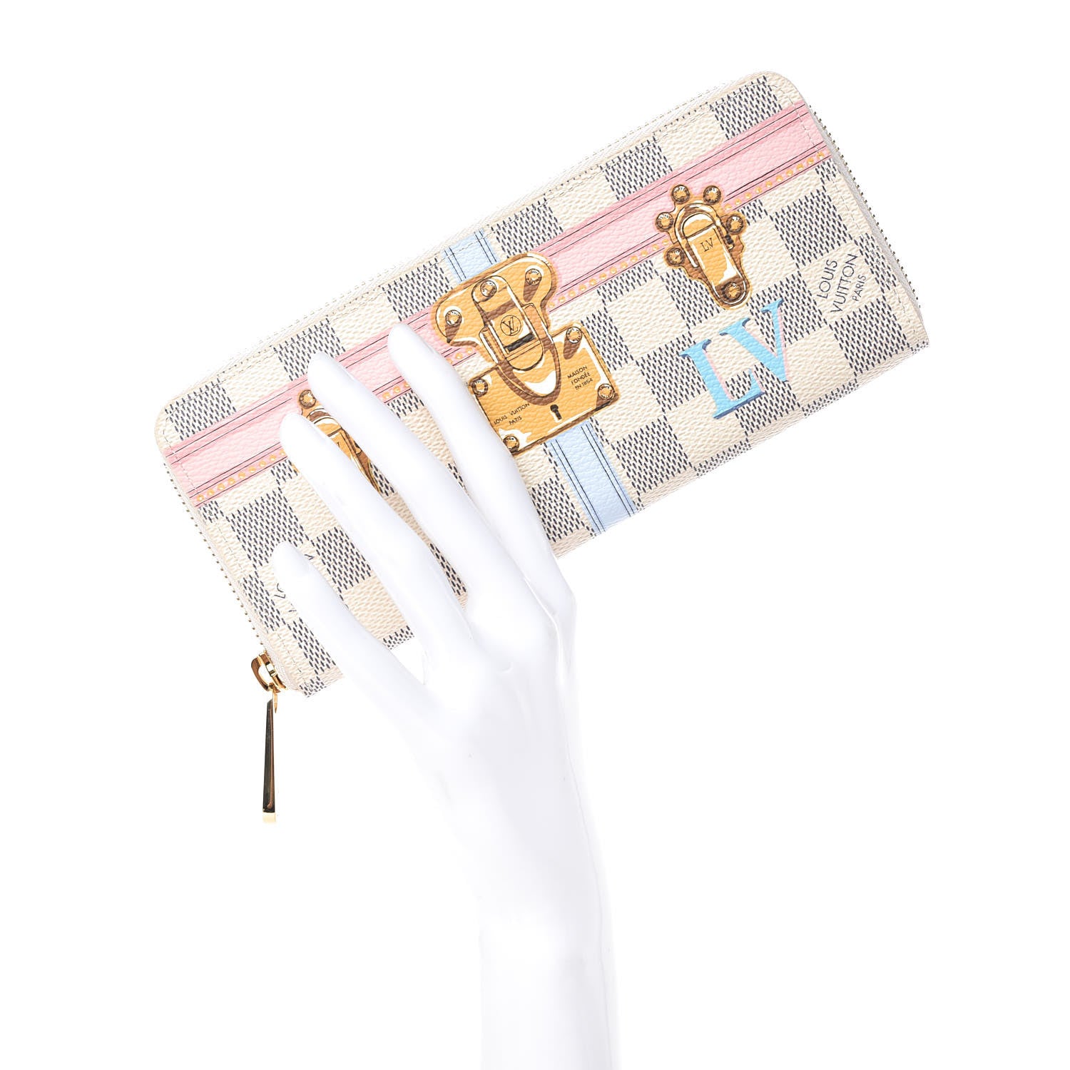 Louis Vuitton Damier Azur Summer Trunks Clemence Wallet 2 of 7