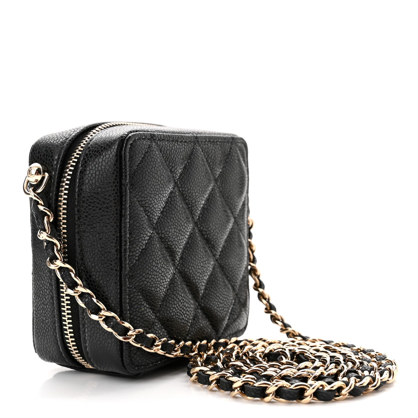 Caviar Quilted Clutch With Chain Black