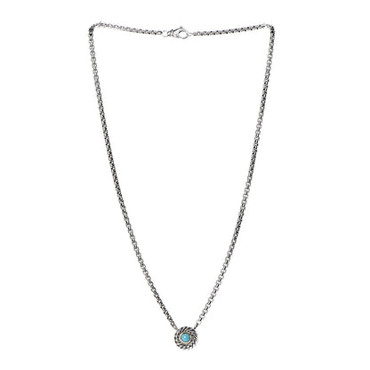 David Yurman Sterling Silver 14K Yellow Gold Turquoise Cookie Pendant Necklace 3 of 6