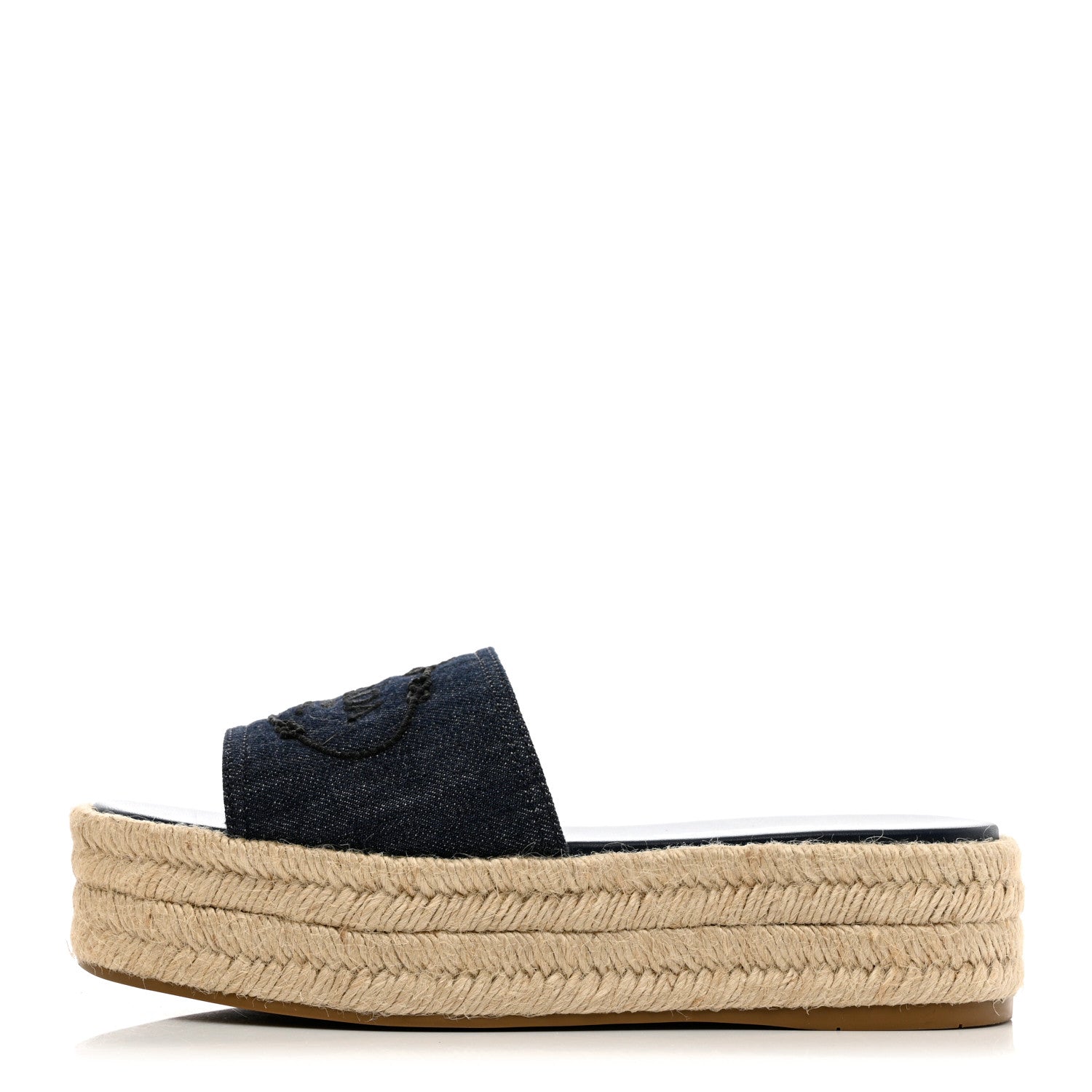 Prada Denim Logo Espadrilles Sandals 37 Blue 1 of 9