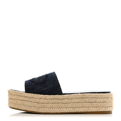 Prada Denim Logo Espadrilles Sandals 37 Blue 1 of 9
