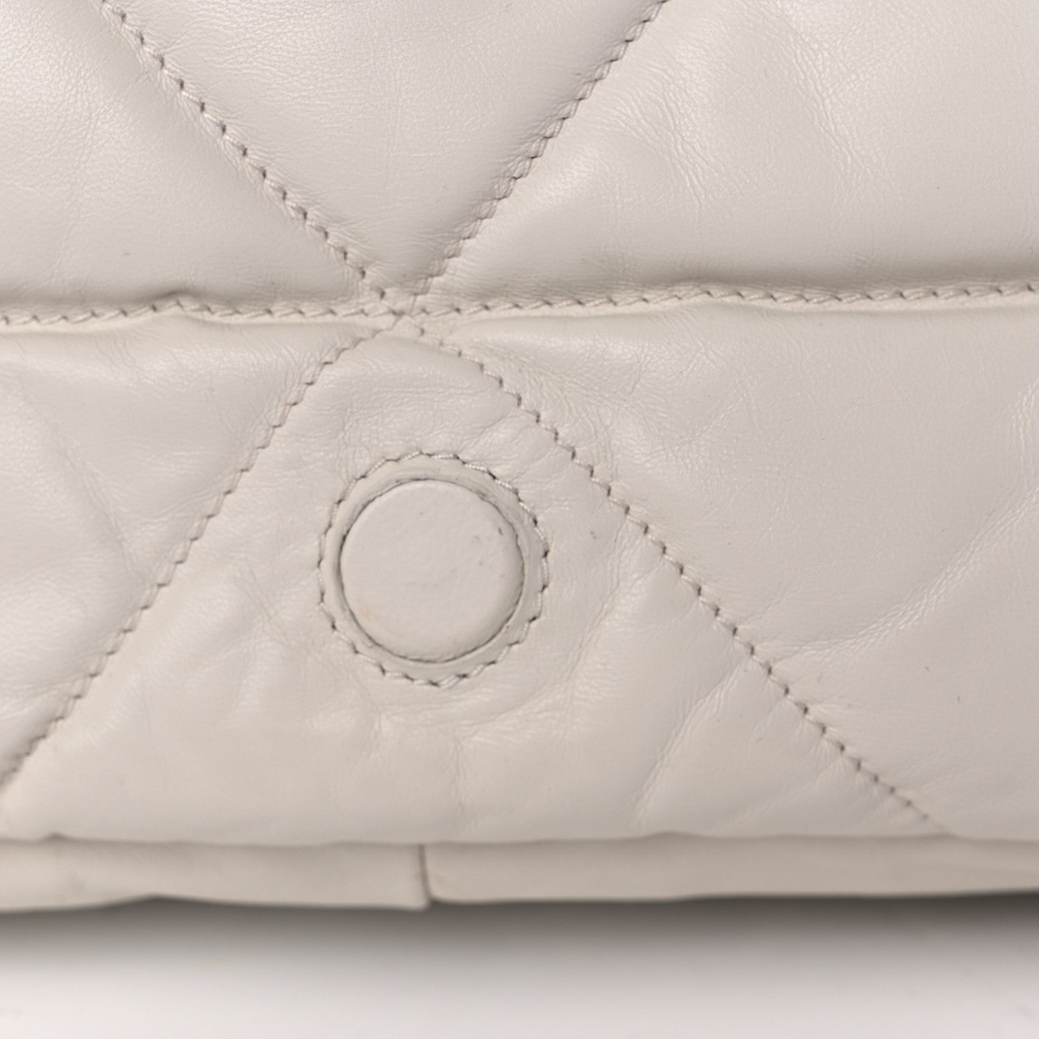 Prada Nappa Soft Padded Logo Embossed Triangle Quilted Shoulder Bag White 11 of 12