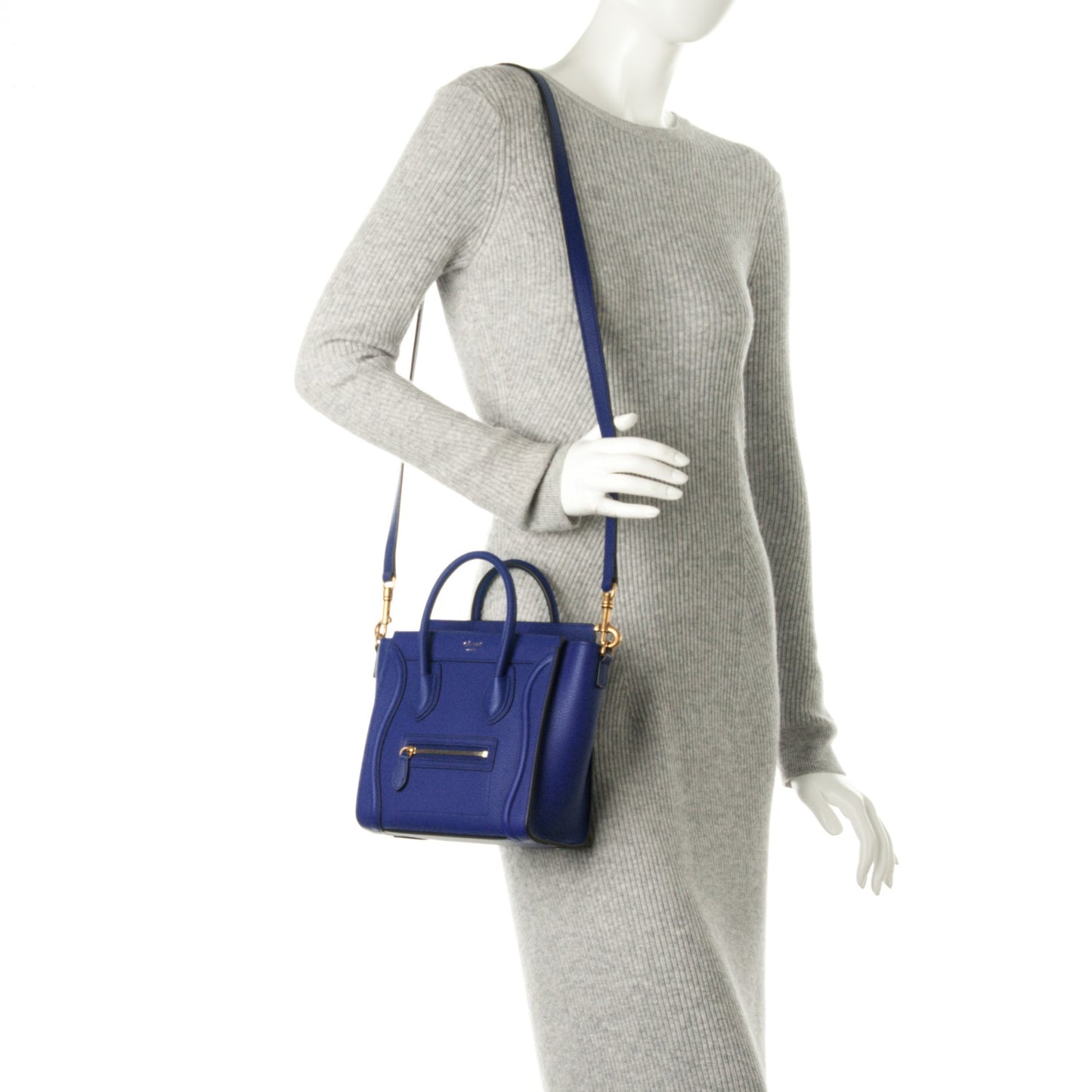 Drummed Calfskin Nano Luggage Indigo