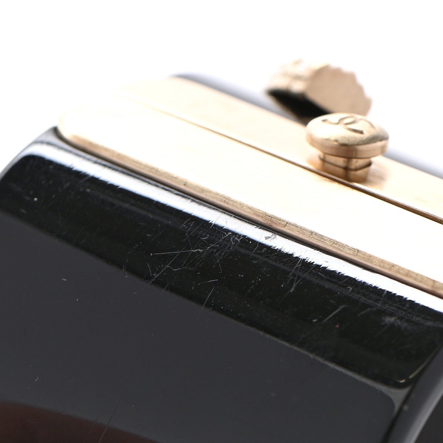 Chanel Resin Baguette Crystal CC Cuff Black 10 of 13