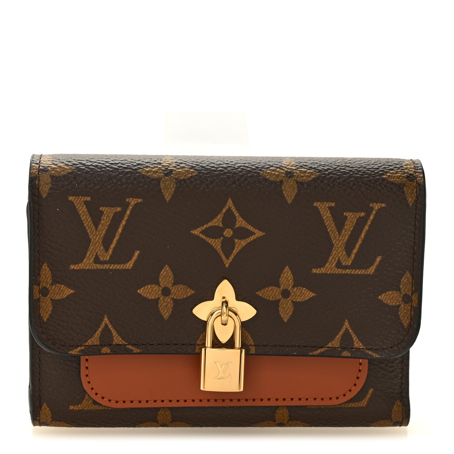 Louis Vuitton Monogram Flower Lock Compact Wallet Caramel 1 of 7