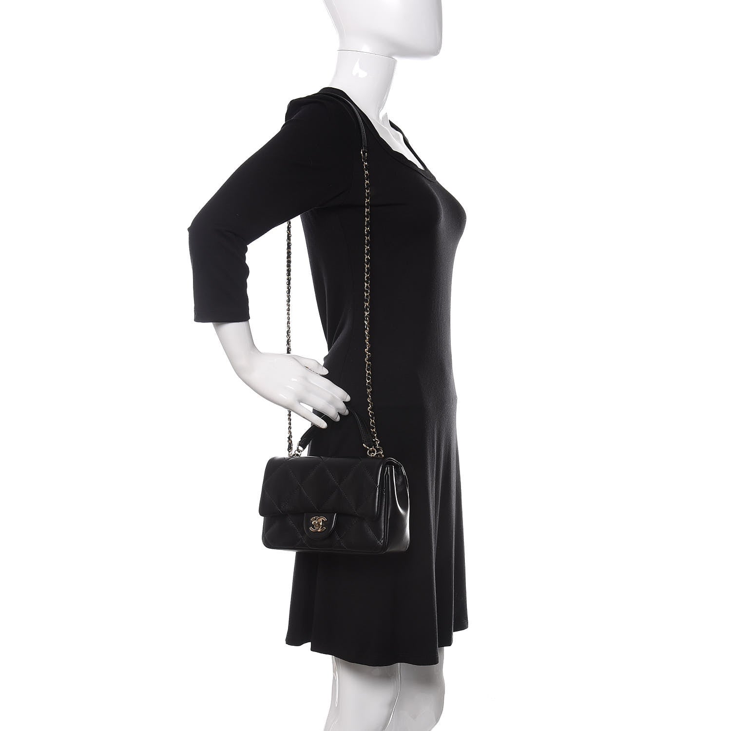Chanel Lambskin Quilted Small Easy Carry Flap Black 2 of 12