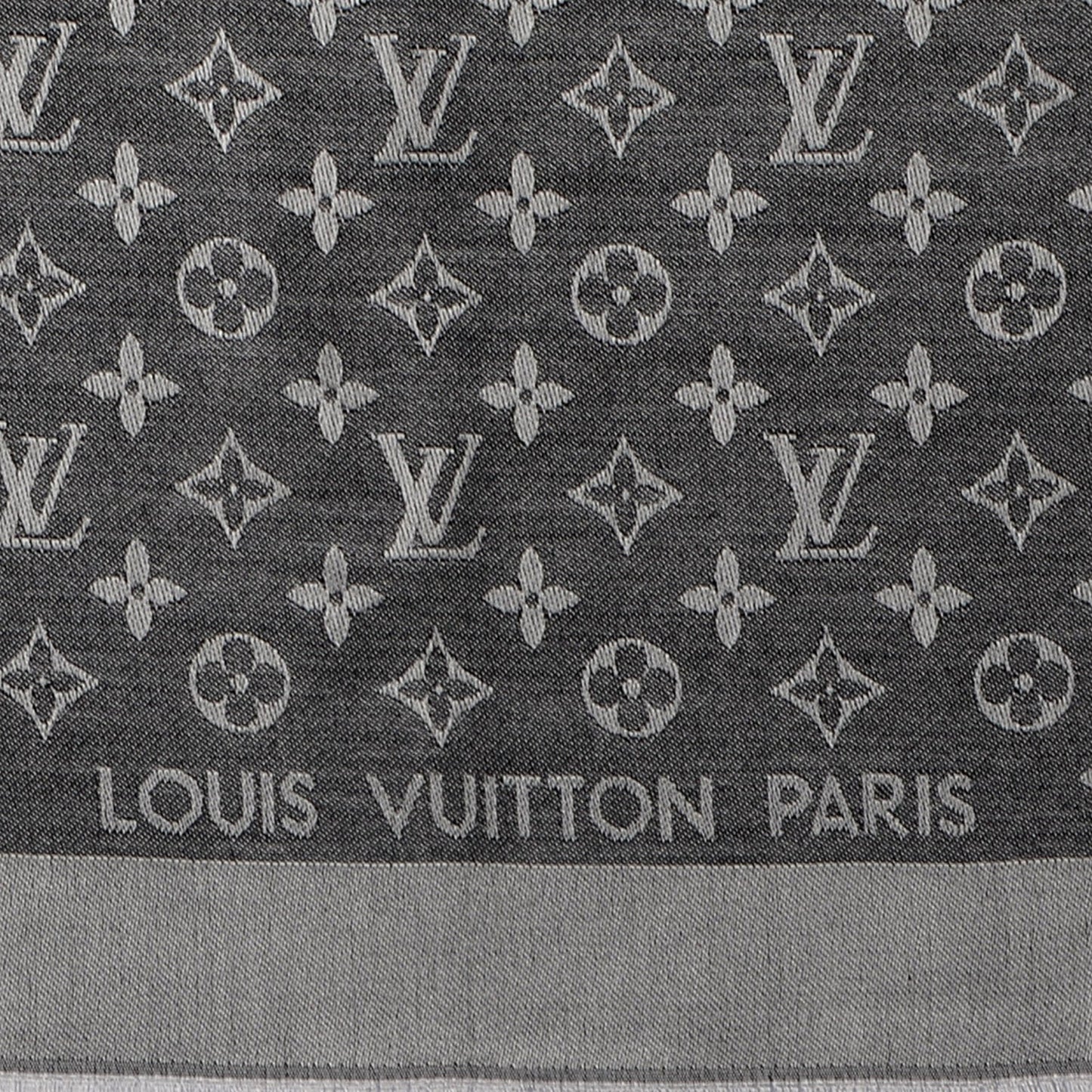 Silk Wool Monogram Denim Shawl Black