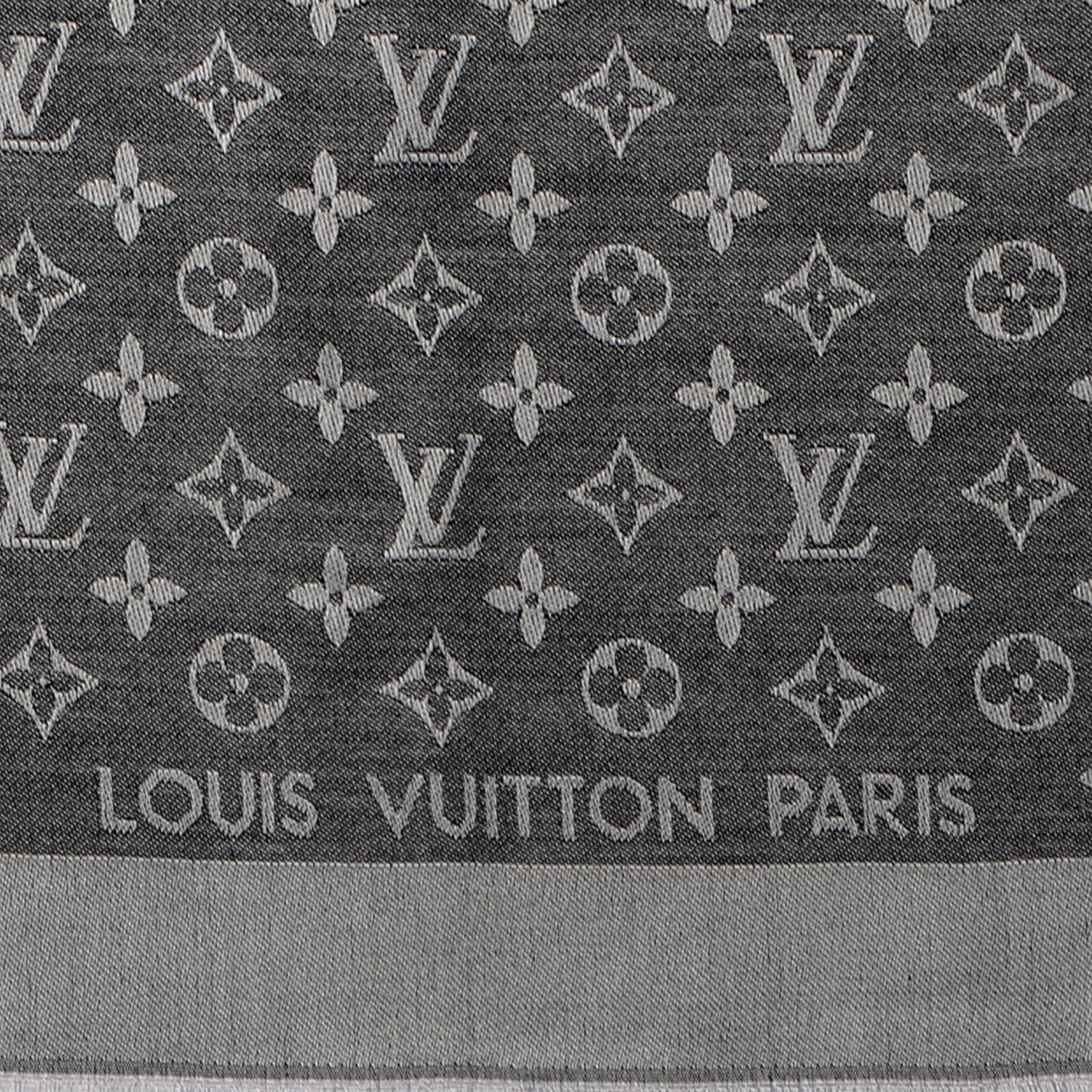 Louis Vuitton Silk Wool Monogram Denim Shawl Black 6 of 6
