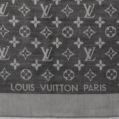 Louis Vuitton Silk Wool Monogram Denim Shawl Black 6 of 6