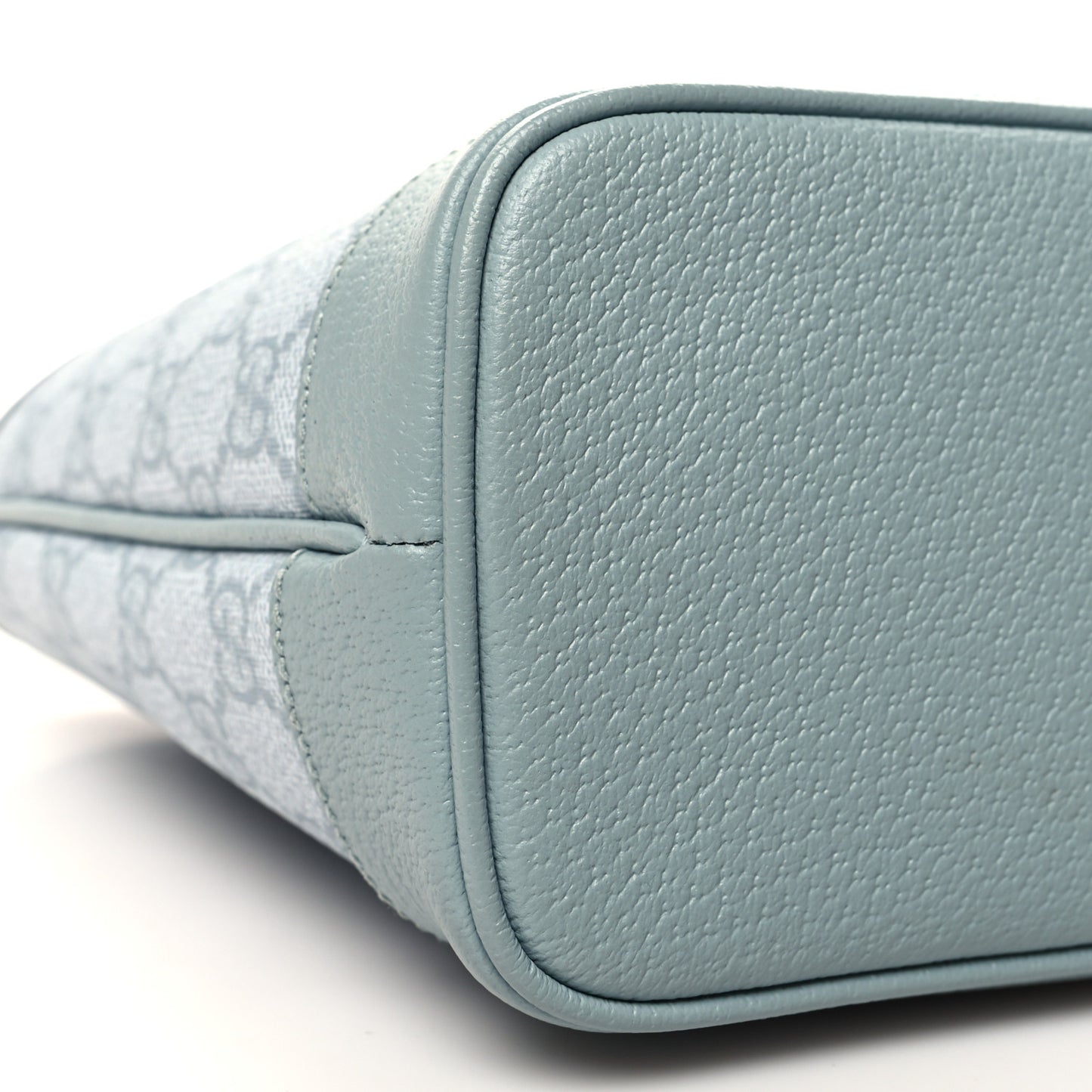 GG Supreme Monogram Textured Dollar Calfskin Mini Ophidia Shoulder Tote Bag Dusty Blue