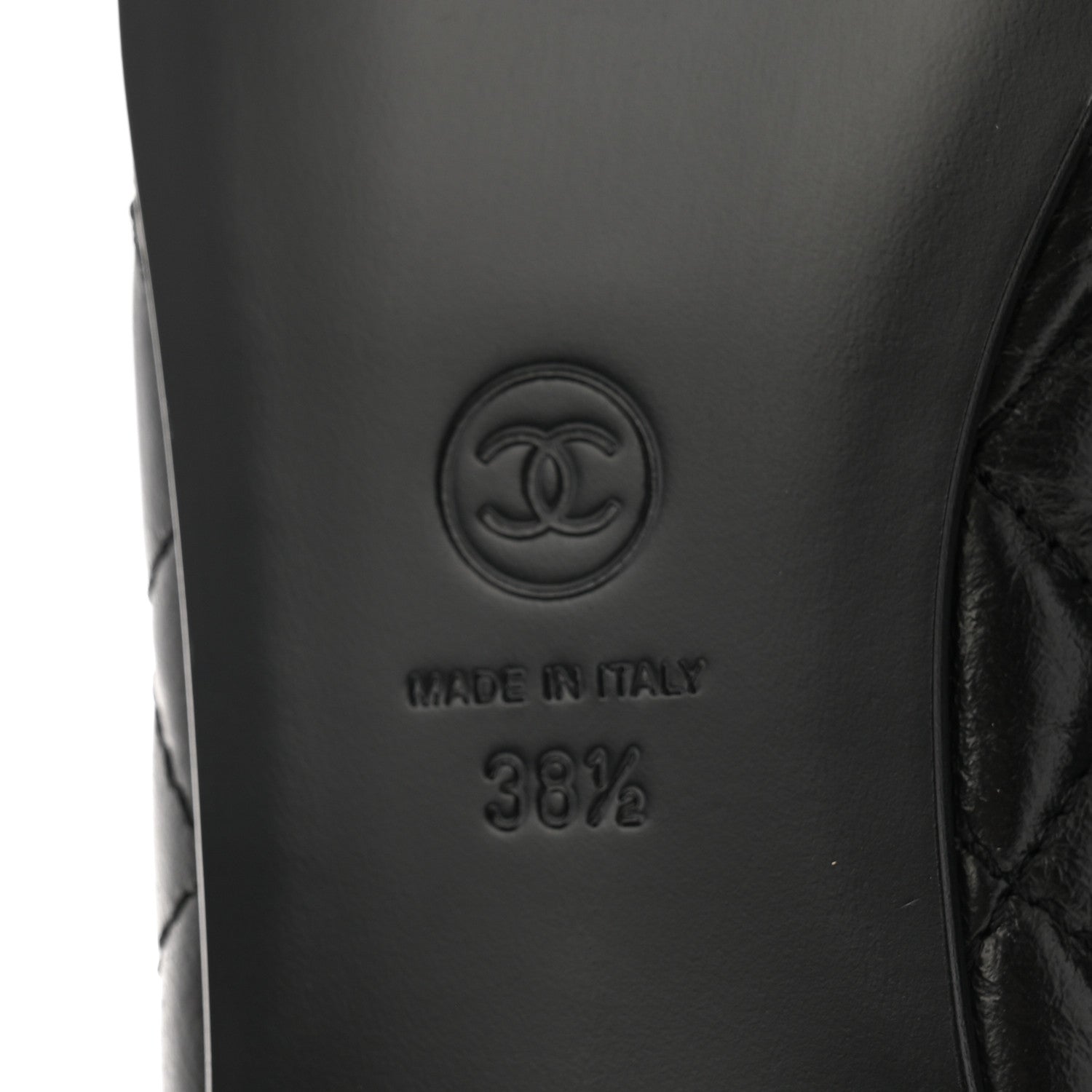 Chanel Aged Calfskin Quilted CC Cap Toe Ballerina Flats 38.5 Black 6 of 10