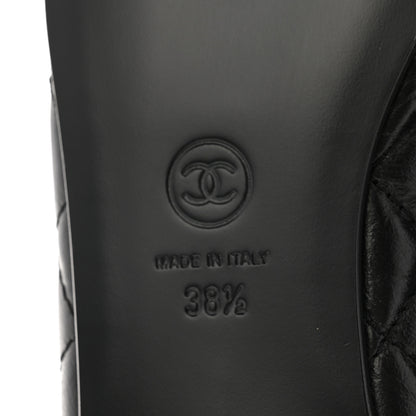 Chanel Aged Calfskin Quilted CC Cap Toe Ballerina Flats 38.5 Black 6 of 10