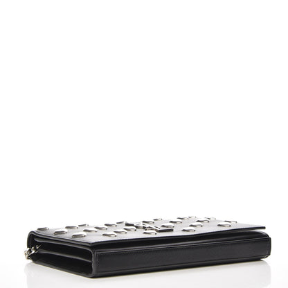 Saint Laurent Calfskin Heart Studded Monogram Chain Wallet Black 4 of 8