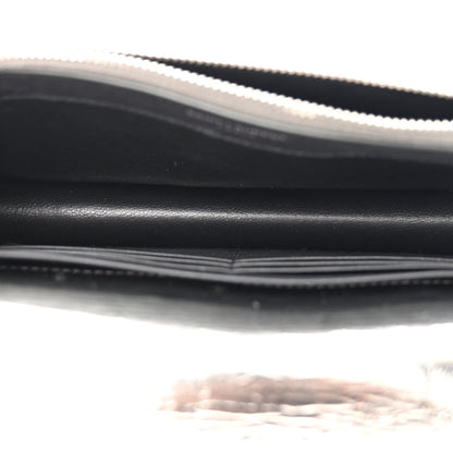 Saint Laurent Metallic Crackled Calfskin Kate Monogram Tassel Chain Wallet Antracite Black 5 of 16