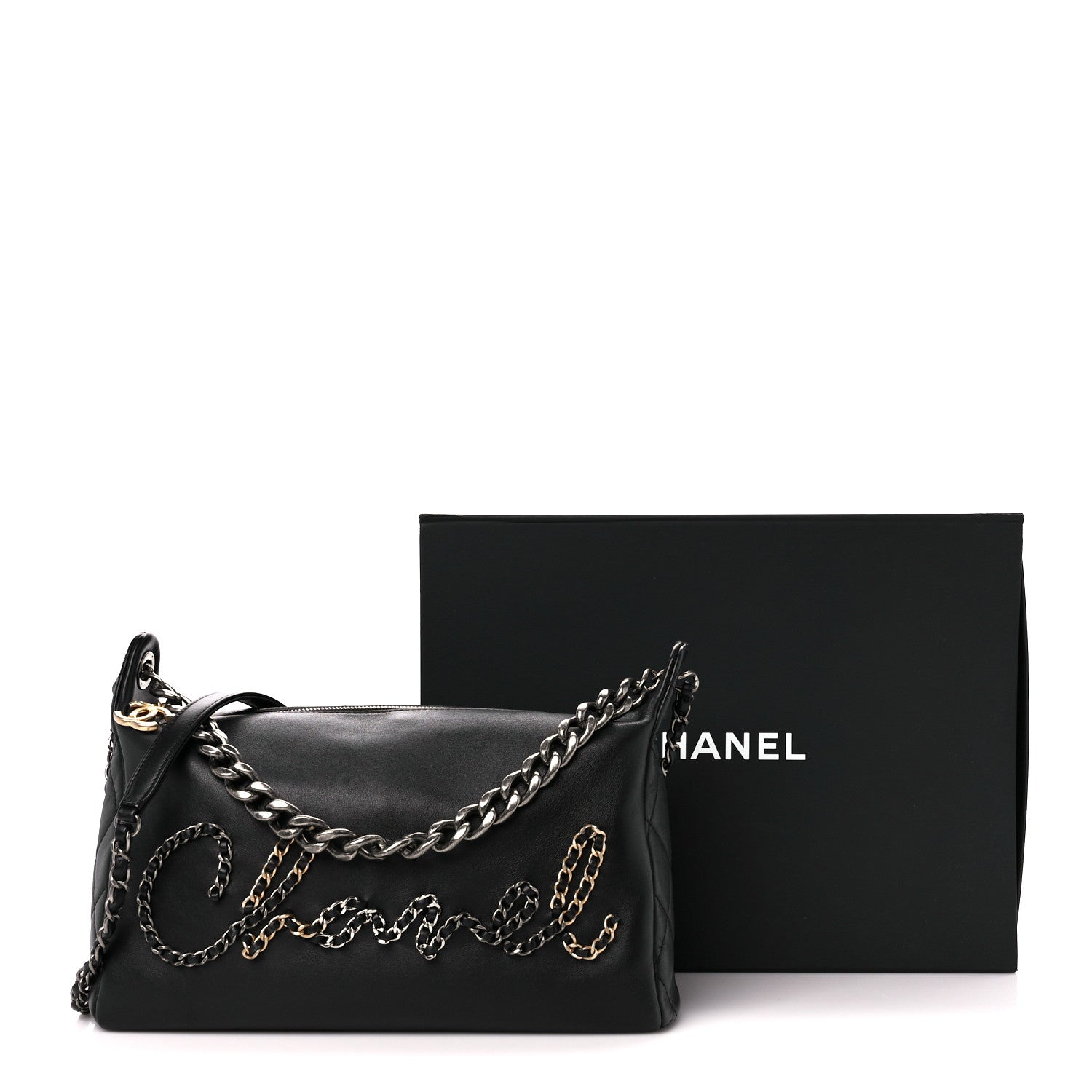 Chanel Calfskin Chain 20s Signature Hobo Black 12 of 12