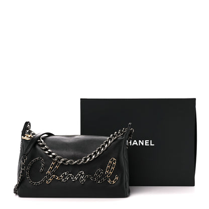 Chanel Calfskin Chain 20s Signature Hobo Black 12 of 12