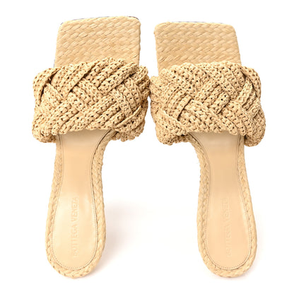 Bottega Veneta Raffia Intrecciato Lido Mule 90 Sandals 41.5 Cane Sugar 2 of 9