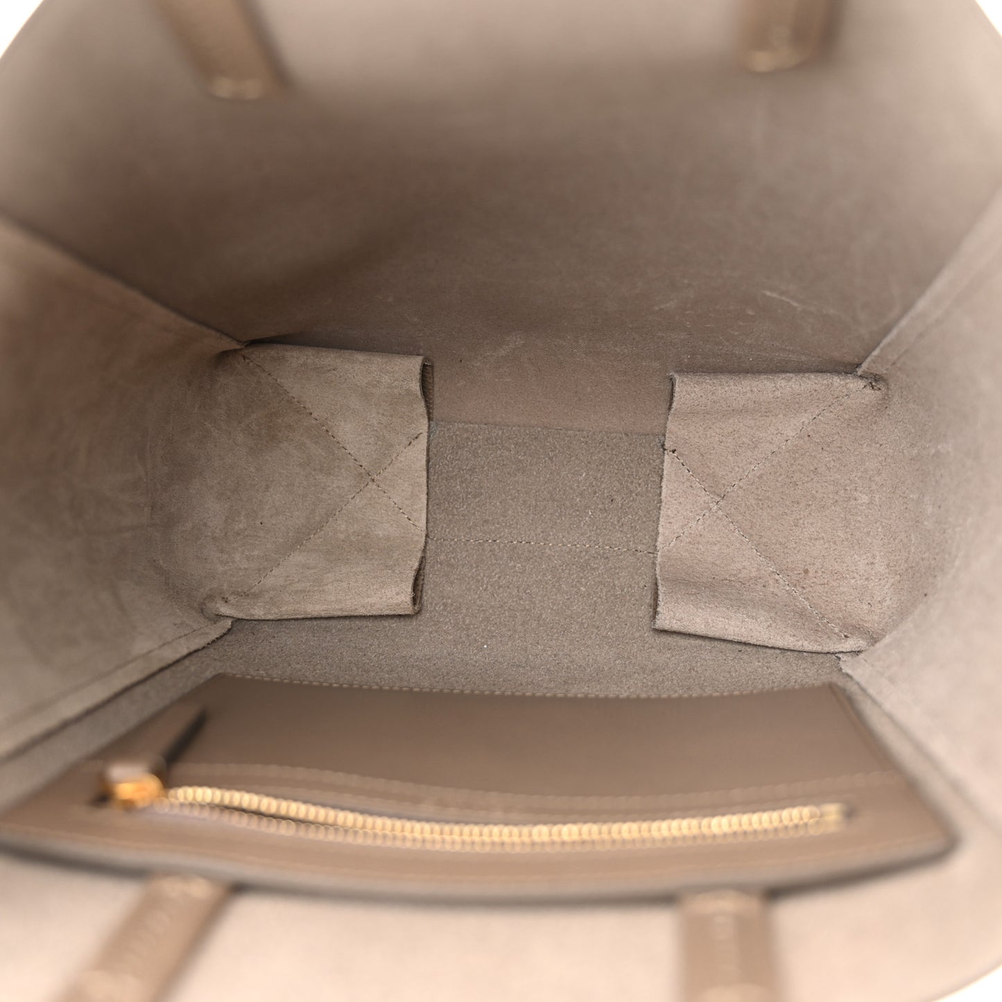 Grained Calfskin Small Vertical Cabas Beige