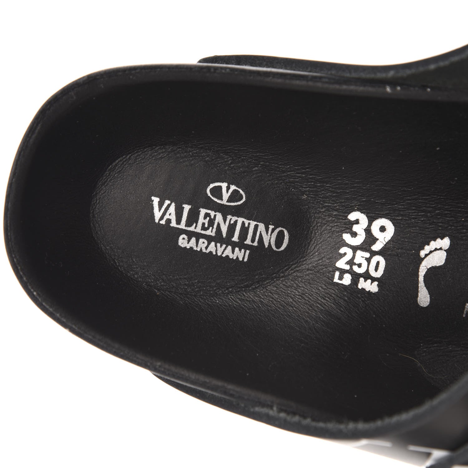 Valentino Garavani Calfskin VLTN Birkenstock Slide Sandals 39 Black 6 of 8