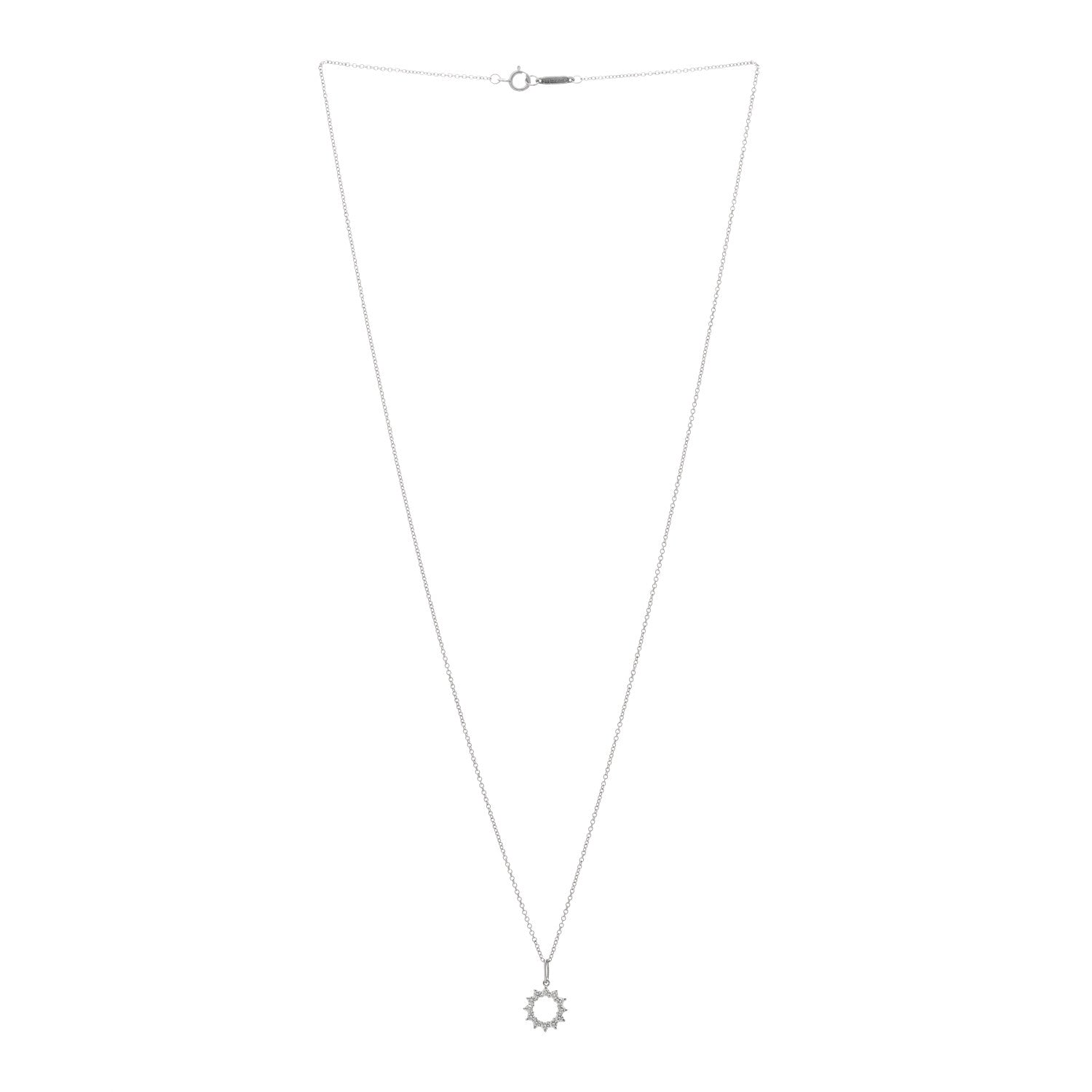 Tiffany Platinum 18K White Gold Diamond Mini Open Circle Pendant Necklace 2 of 3
