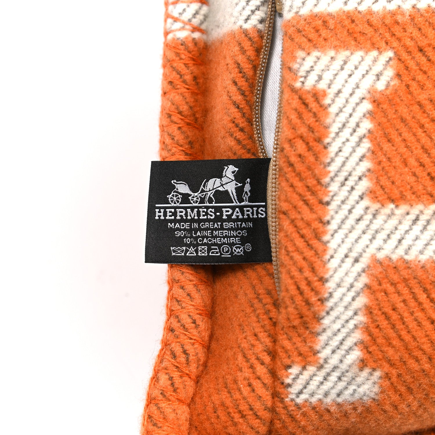 Hermes Wool Cashmere Avalon Pillow PM Ecru Potiron 3 of 3