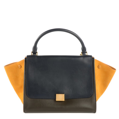 Celine Smooth Calfskin Suede Medium Tri-Color Trapeze Mustard 1 of 9