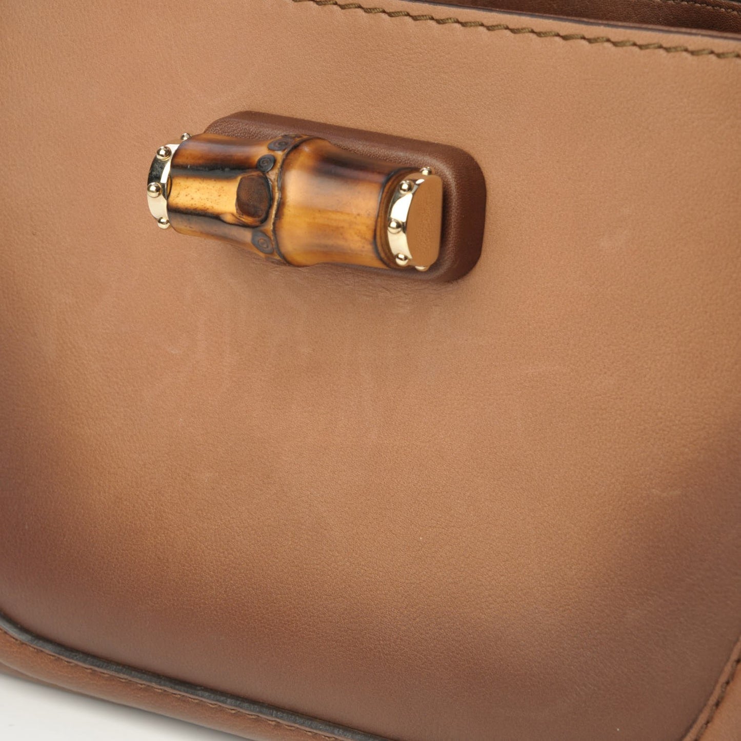 Calfskin Small New Bamboo Top Handle Bag Brown