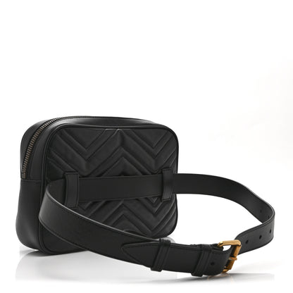 Gucci Calfskin Matelasse Mens GG Marmont Belt Bag 80 32 Black 3 of 10