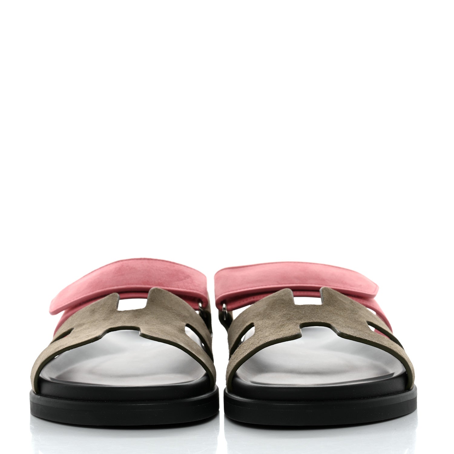 Hermes Suede Goatskin Womens Chypre Sandals 38 Toundra Rose Du Desert 2 of 9