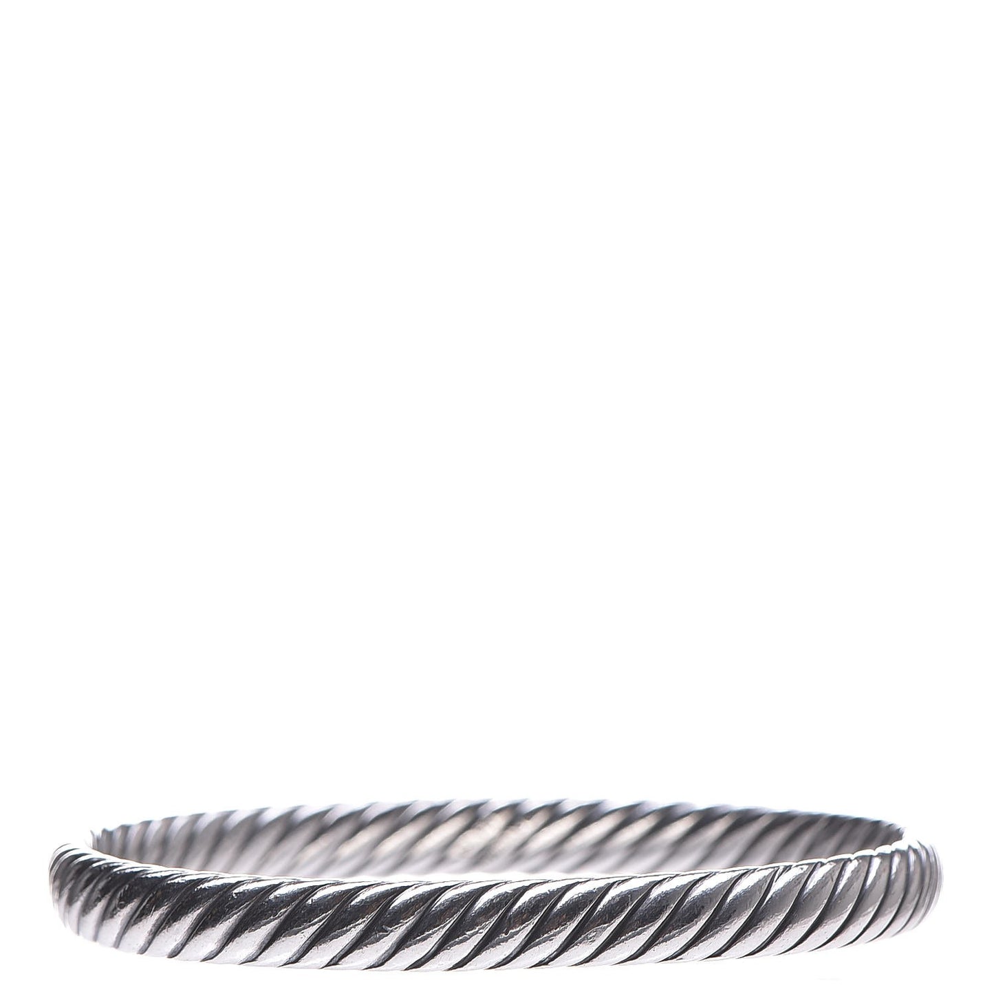 Sterling Silver 18K Yellow Gold 7mm Sculpted Cable Bangle Bracelet M
