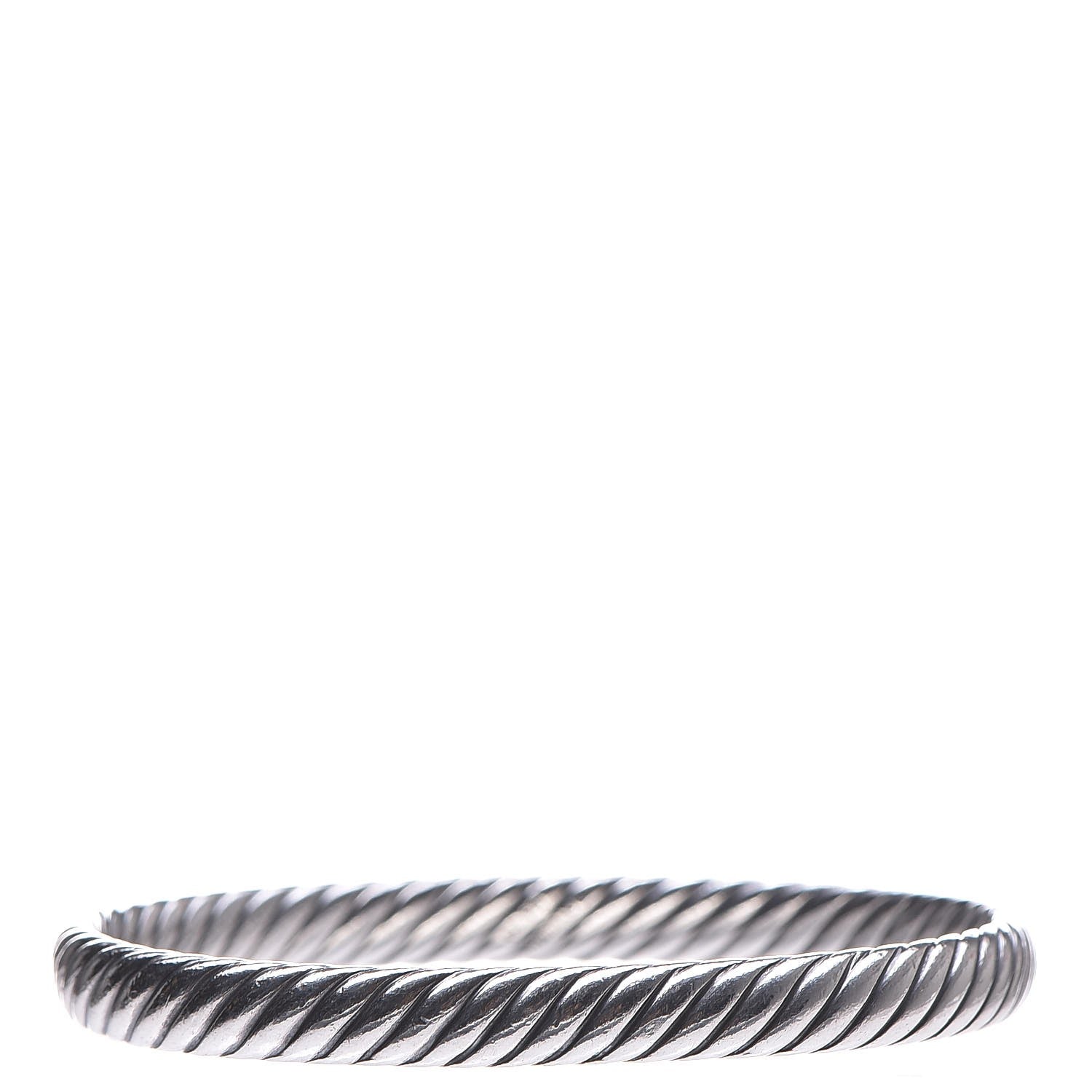 David Yurman Sterling Silver 18K Yellow Gold 7mm Sculpted Cable Bangle Bracelet M 1 of 5