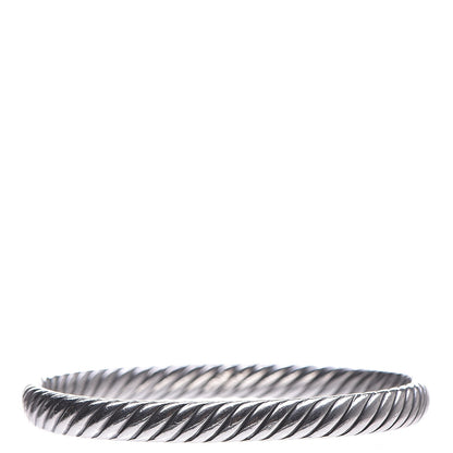David Yurman Sterling Silver 18K Yellow Gold 7mm Sculpted Cable Bangle Bracelet M 1 of 5