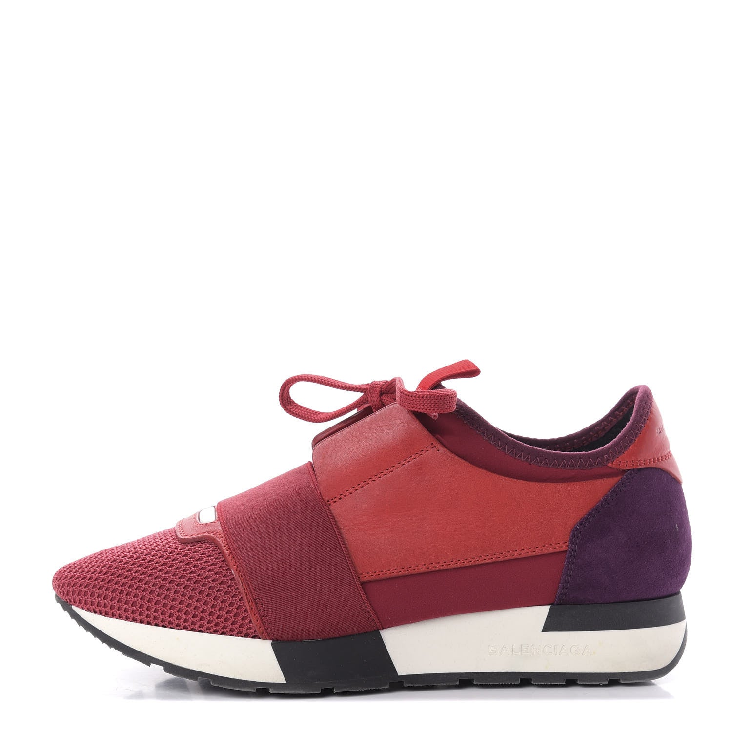 Balenciaga Mesh Calfskin Neoprene Suede Womens Race Runner Sneakers 37 Rouge Violet 1 of 9