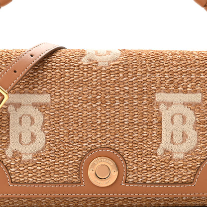 Burberry Raffia Calfskin TB Note Crossbody Bag Natural 7 of 9